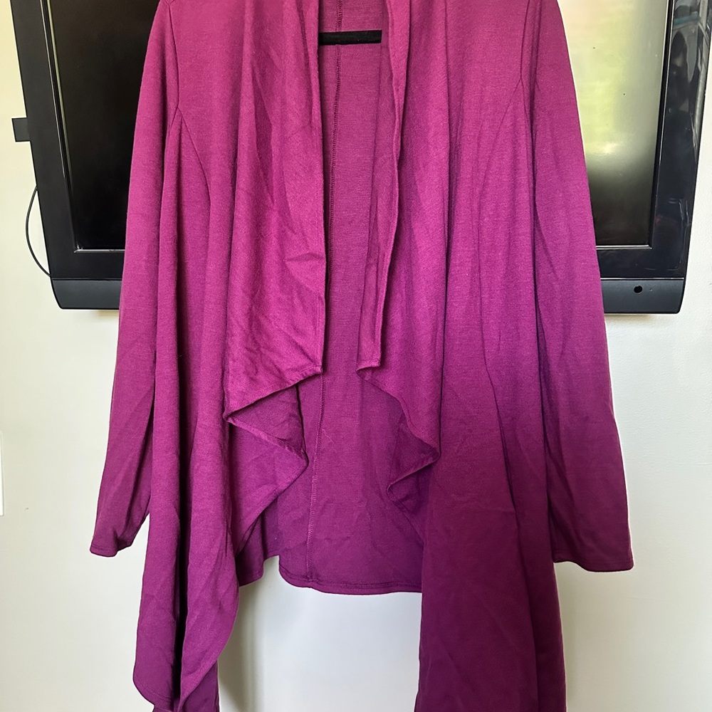 Torrid Purple Cardigan Sweater with Waterfall Drape